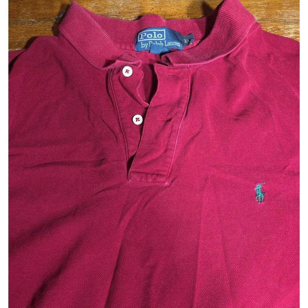 Vintage Polo Ralph Lauren Polo Shirt Mens Large Red XXL‎